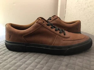 Frye Mens’s Shawn Low Leather Sneaker Size 11 Brown Cognac Black Lo Top 1A - Picture 1 of 15