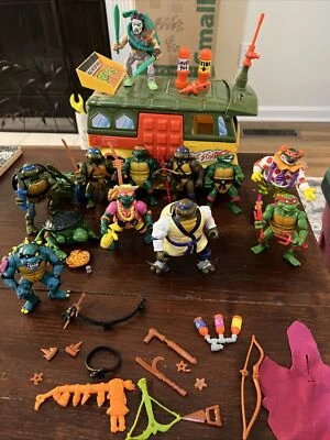 Lote de bonecos de ação vintage 1989 Party Wagon Van TMNT Teenage Mutant Ninja Turtles - Imagem 1 de 4