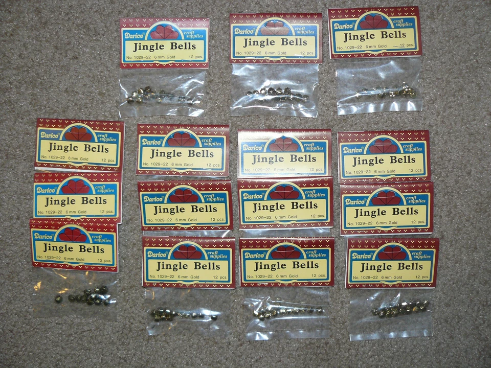 (15 paks) Darice Jingle Bell / 6mm Gold-Toned 12 pieces each / No. 1029-22 / NOS