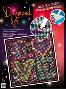 Sequin Art Canvas Rhinestones And Diamonds Love - Picture 1 of 2