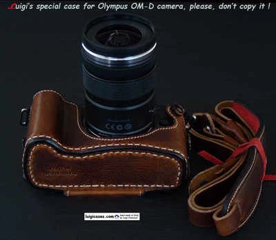 MEDIO ESTUCHE LUIGI + AGARRE para OLYMPUS OM-D MARRÓN ENVEJECIDO NATURAL, CORREA + UPS rápido incluido Foto 1 de 4
