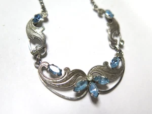 Vintage Van Dell Sterling Silver Necklace 16" Blue Topaz - Picture 1 of 8