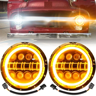 Par de faros redondos de haz alto/bajo de 7" para camioneta Dodge 1971-1978 B100 B200 B300 Foto 1 de 4