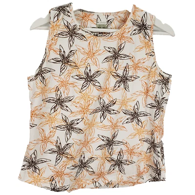 Camiseta sin mangas Columbia para mujer mediana floral blanca elástica sin mangas ropa deportiva Foto 1 de 4