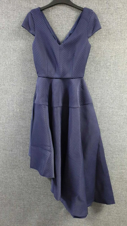 City Goddess Asymmetric Textured Midi Dress Blue UK 10 LN013 NN 06 - Image 1 of 4