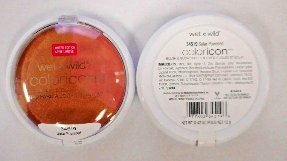 2- WET N WILD COLORICON BLUSH & GLOW TRIO 34519 ALIMENTADO POR ENERGÍA SOLAR 0,42 oz CADA UNO Foto 1 de 1