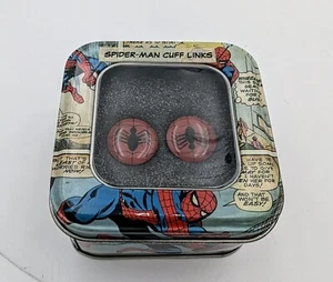 Marvel Spider-Man Logo Manschettenknöpfe 2009 Neu aus altem Lagerbestand neu in Box rot Superheld Comic Geschenk - Bild 1 von 7