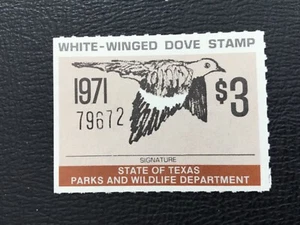 ICOLLECTZONE US Texas 1971 White Dove Hunting Stamp XF NH - Picture 1 of 1