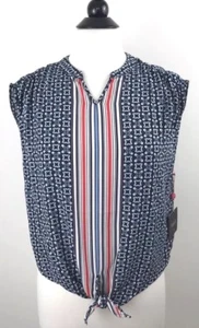 Blusa Rafaella Mediterranean Moment Petite XS PXS Top Blanco Azul Marino Nueva con Etiquetas - Imagen 1 de 9