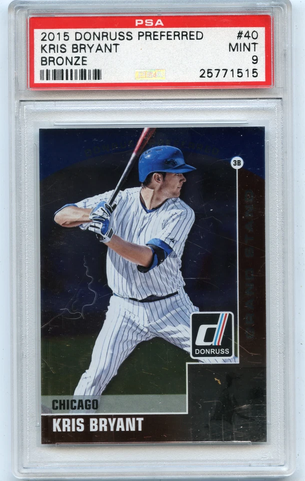 2015 DONRUSS PREFERRED #40 KRIS BRYANT "GRAND STAND - BRONZE", CUBS, PSA 9 (515) - Image 1 of 1
