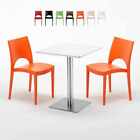Tisch Quadratisch Wei Tischplatte 60x60 mit 2 Bunten Sthlen Paris Hazelnut