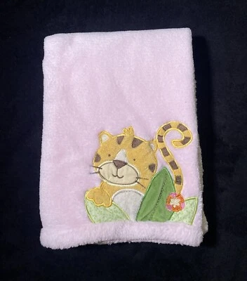 Kids Line Baby Blanket Orange Tiger Cub Pink Soft Plush Fleece Lovey 31"x38" - Image 1 of 4
