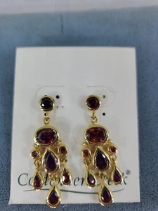 New Sterling silver Coldwater Creek Amber Crystal Chandelier  dangle earrings - Picture 1 of 5