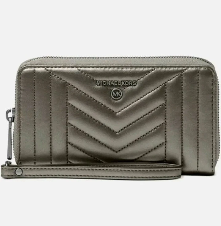 Michael Kors Jet St Charm Metallic Quilted Wallet Phone Case