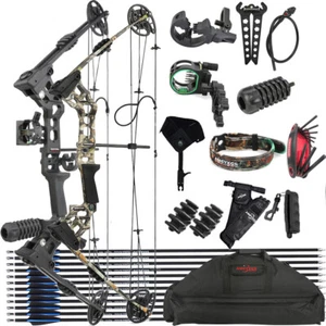 Bogenschießen Compoundbogen Set 20-70lbs Adjustable 320FPS Pfeile Shoot RH LH - Picture 1 of 21
