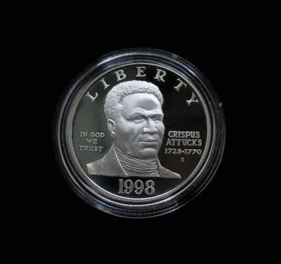 1998 Black Revolutionary War Patriots Commemorative Silver Proof  $1 Coin - Image 1 of 4