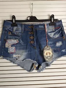 Joe Browns Cut Off Patchwork Raw Hem Denim Shorts size 10 BNWT - Picture 1 of 8