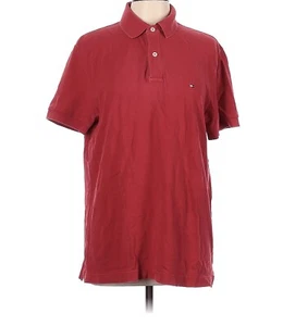 Size L Red Tommy Hilfiger Custom Fit Men's Polo Shirt Large Embroidery Logo - Picture 1 of 6