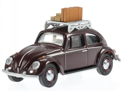 VW Käfer nero mit Dachträger modello di auto 452017000 Schuco 1:64 - Immagine 1 di 4