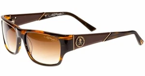 Ed Hardy Sunglasses Skull & Crossbone - Brown Horn with Case and Box - Picture 1 of 3