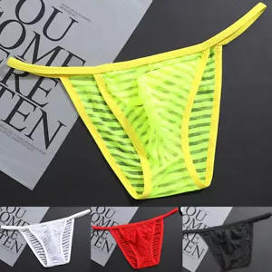  Men Sexy Mesh Bikini Briefs Panties Thong T-back Pouch G-string Underwear T