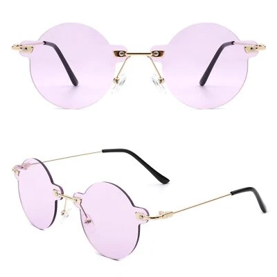 Gafas de sol vintage Aura Circle retro redondas sin montura púrpura tintado moda Foto 1 de 3