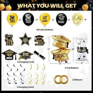 Graduation Decorations 2025-Black and Gold Graduation Party Decorations Supplies - Picture 1 of 6