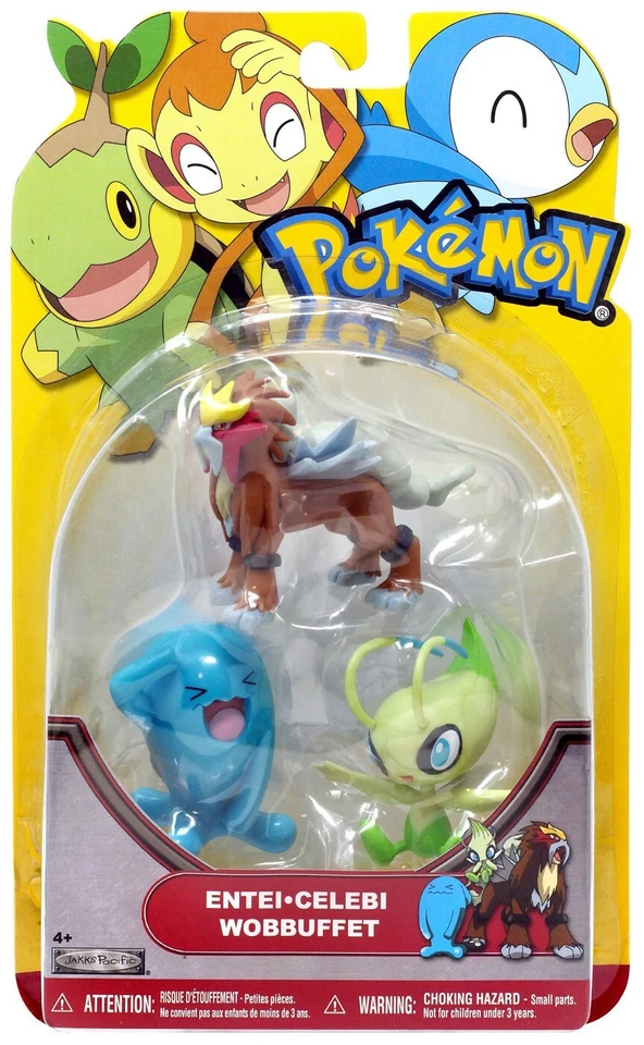 Pokemon HeartGold y Soulsilver Serie 19 Entei, Celebi y Wobbuffet Figura Paquete de 3 Foto 1 de 1