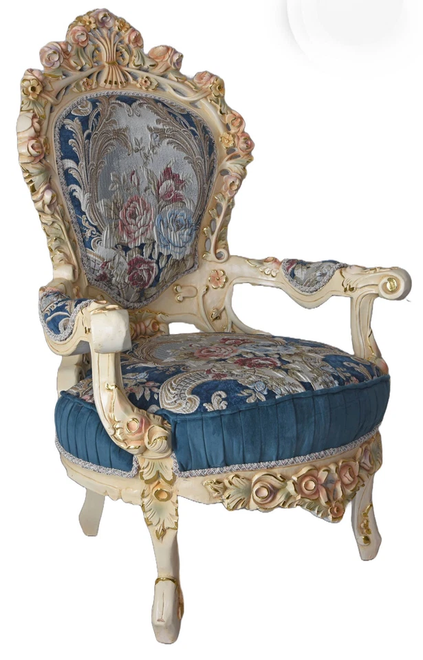 Antik Sessel Barock Stuhl Armlehnstuhl Retro Armlehnsessel Rokoko Salon Sessel - Bild 1 von 4