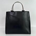Gucci Tote Bag Metal Handle Calf Leather Black Hnadbag