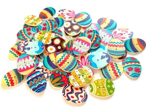 10 Holzknöpfe Osterei 30,5 x 23,5 mm Ostern Knopf Basteln Scrapbooking  - Bild 1 von 1