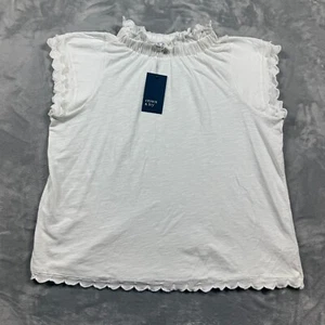 Crown Ivy Shirt Oberteil Jakobsmuschelsaum Ärmel Ausschnitt hellweiß Gr. XL Neu mit Etikett - Bild 1 von 9