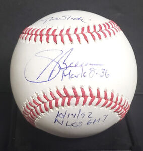 Sid Bream autographed baseball inscribed The Slide 10 14 92 NLCS Gm 7 ROMLB COA