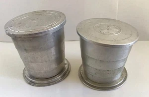 Lot of 2 Vintage Aluminium Collapsible Fishing Camping Traveling Cup, Sailboat - Picture 1 of 6