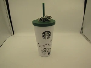 Starbucks 2022 China Baristas Bear vaso blanco 19 oz taza de pajita de acero inoxidable - Imagen 1 de 6