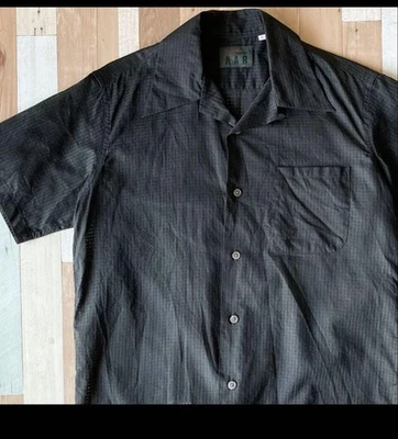 USED YOHJI YAMAMOTO D'URBAN A.A.R OPEN-COLLAR SHIRT, BLACK, VINTAGE GOOD - Image 1 of 4