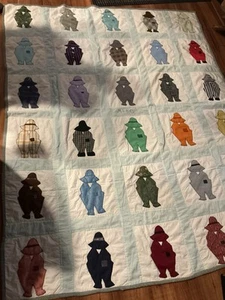 Vintage amerikanische Volkskunst Land Jungen Quilt Sue Haube Handarbeit 84” x 61” - Bild 1 von 6