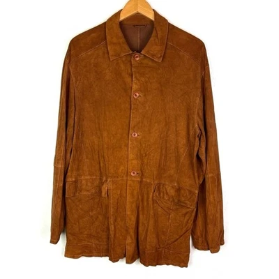 Vintage Gimo’s Brown Suede Button Front Lightweight Shacket Jacket Pockets 44 - Image 1 of 4