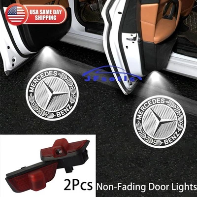 2Pcs No Fading LED Door Lights Step Welcome Projector For Mercedes C-Class W204 - Image 1 of 4