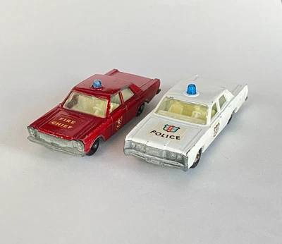 Matchbox Lesney lote de 2 coches, #55 Mercury Police, #59 Ford Galaxie Fire Chief Foto 1 de 4