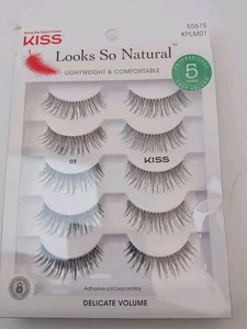 Pestañas KISS Looks So Natural 5 Pares Estilo 03 Delicado Volumen Ligeras - Imagen 1 de 2
