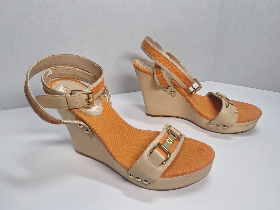 Alpargata LAUREN RALPH LAUREN Vintage Naranja Plataforma Cuñas Talla 6.5 Foto 1 de 4