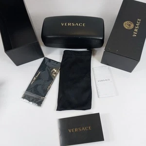 Authentic Versace Glasses Box & Hard Case W/ Warranty Booklet Cloth Black Gold - Picture 1 of 6