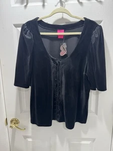 Torrid Betsy Johnson schwarz Samt Top mit Puffärmeln Korsett Gr. 3 (22-24) - Bild 1 von 7