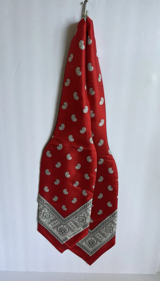 Christian Dior Vintage Tie Scarf Ascot Silk Made in Italy Rare New Old Stock - Image 1 of 3