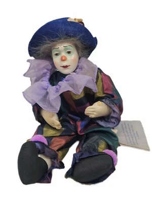 Vintage Kasma Collections Harlequin Jester Porcelain & Soft Body Clown Doll 15" - Image 1 of 4