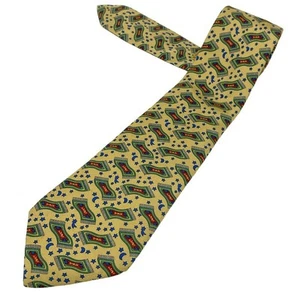 HERMES Necktie Tie Yellow all-over pattern 100% Silk made in France J2895 - Picture 1 of 24