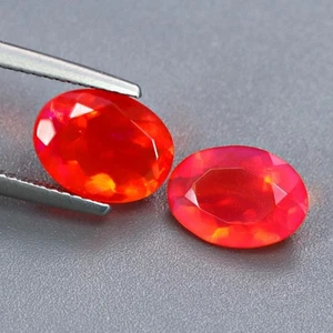3.01Cts Natural Ethiopian Orange Opal Oval Cut PAIR 2PCS Loose Gemstone - Picture 1 of 3