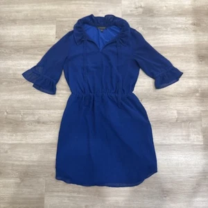 Banana Republic Women’s Blue Ruffle Collar Dress Size Small Elastic Waist - Picture 1 of 17