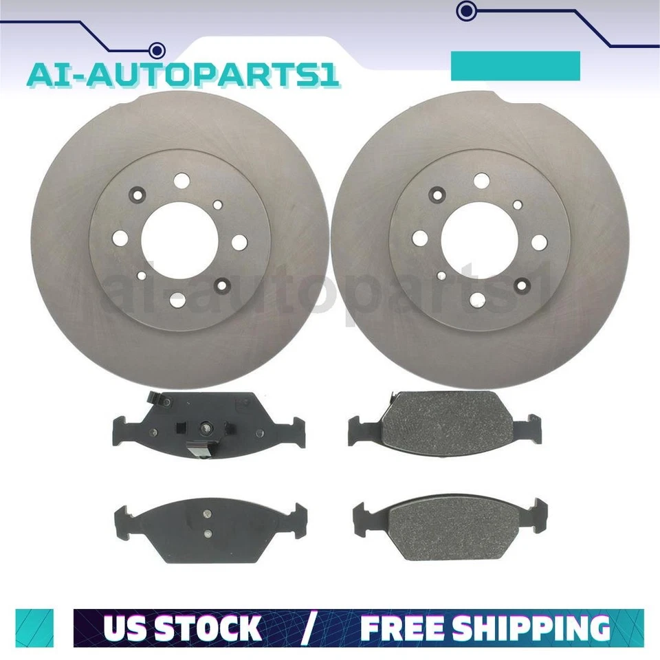 For 2010 2011 2012 2013 2014 Honda City Front Brake Rotors + Brake Pads Kit - Image 1 of 4